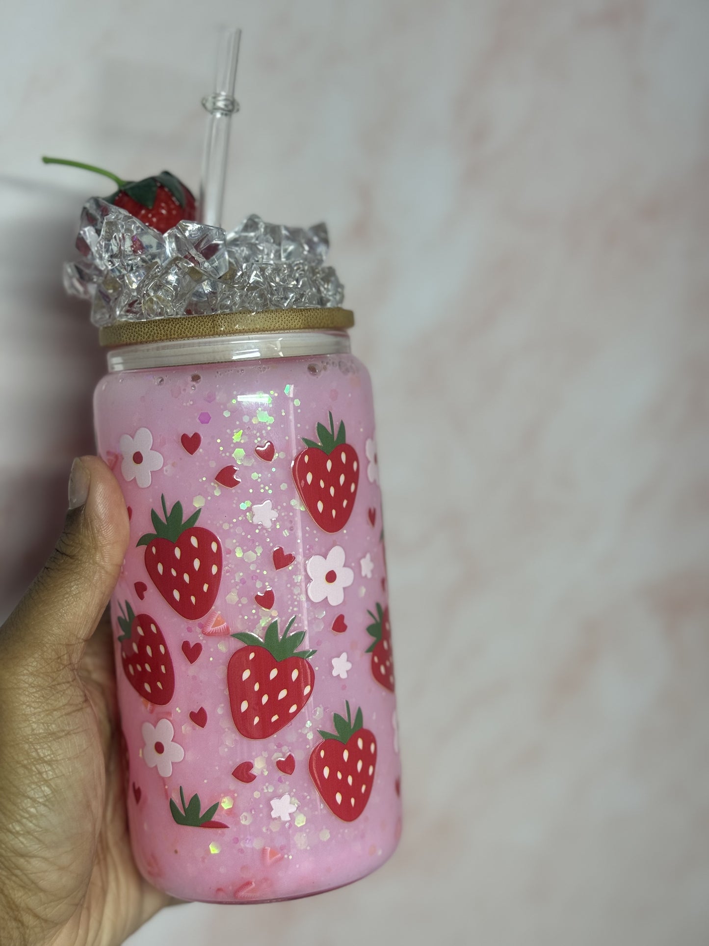 Strawberry Snowglobe with Ice Topper